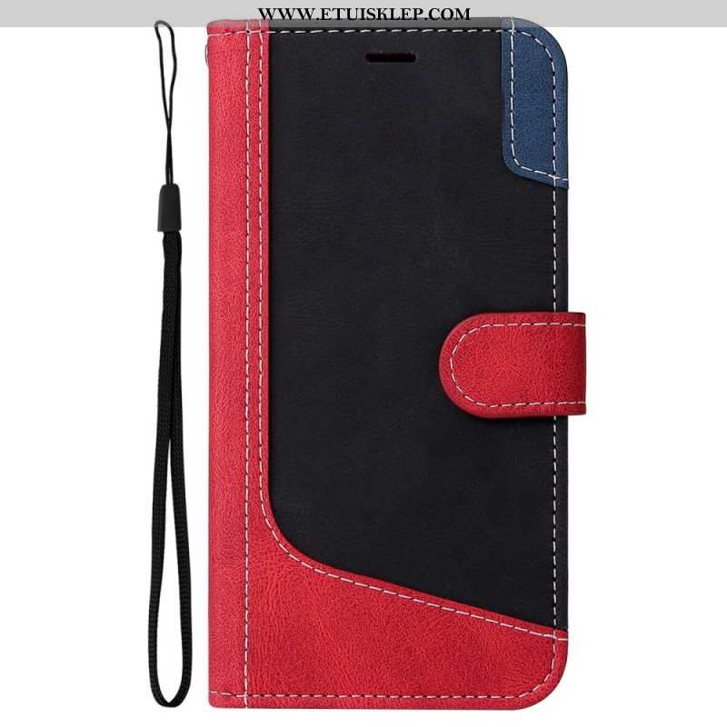 Etui Folio do Oppo A94 5G Trójkolorowy Ze Smyczą